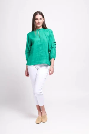 Tops|Tops>Foil In The Fold Top - Vivid Green Size 10