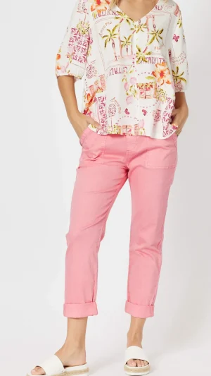 Pants Edit|Threadz>Threadz Isabella Cotton Pant - Pink Size 8