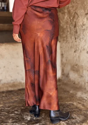 Skirts|Lauren Vidal>Lauren Vidal Jane Silk Skirt - Havanna