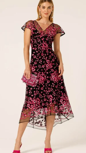 Midi Dresses|Sacha Drake>Sacha Drake Joan Orchid Dress - Pink/Black