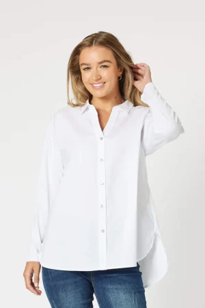 Shirts Edit|Threadz>Threadz Julia Jersey Sleeve Shirt - White