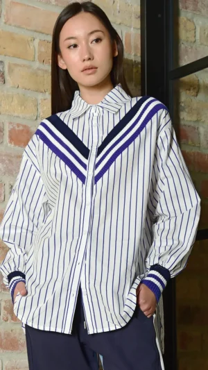 Shirts Edit|Trelise Cooper>Trelise Cooper Just A Little Rib Shirt - Blue Stripe - Cooper
