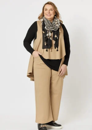 Clarity|Pants Edit>Clarity Kimmy Ponti Wide Leg Pant - Caramel Size 16