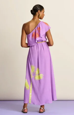 Midi Dresses|POM Amsterdam>POM Amsterdam Lilac Flower Dress