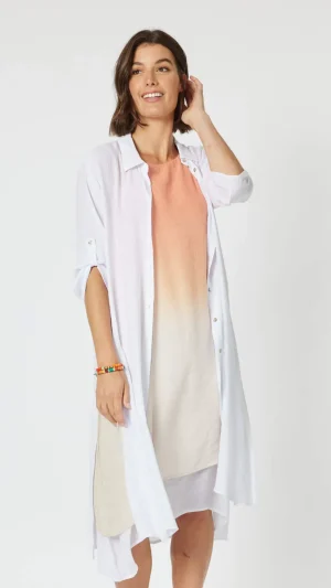 Jackets|Clarity>Clarity Long Duster Shirt - White