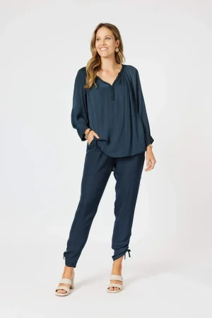 Blouses|Hammock & Vine>Hammock u0026 Vine Lux Plait Top - Navy