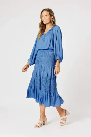 Skirts|Hammock & Vine>Hammock u0026 Vine Lux Ruche Skirt - Pacific Blue