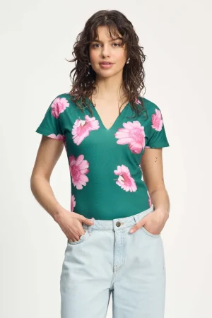Tees|POM Amsterdam>POM Amsterdam Maddi Meadow Bodysuit - Flower Green