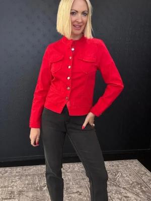 Jackets|Denim>Threadz Maggie Denim Jacket - Red Size 8