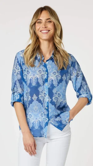 Gordon Smith|Plus Size - Curves 16-20>Gordon Smith Marine Print Shirt