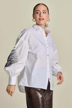 POM Amsterdam|Lucky Lasts>POM Amsterdam Maxime Feather Shirt Size 12