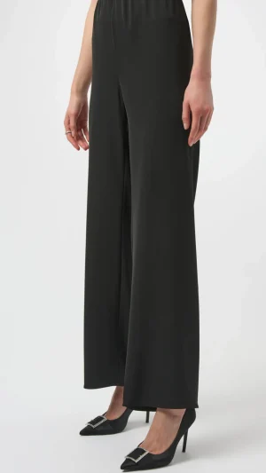 Pants Edit|Dress Pants>Joseph Ribkoff Midnight Woven Twill Wide-Leg Pull-On Pants - Black 254100