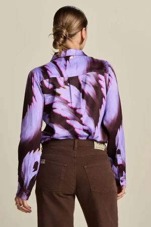 Blouses|POM Amsterdam>POM Amsterdam Mila Satin Feathers - Brown