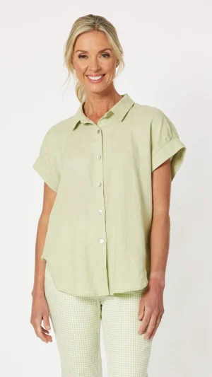Shirts Edit|Gordon Smith>Gordon Smith Millie Linen Shirt  - Celery