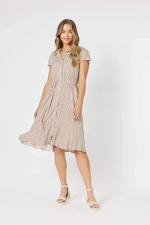 Maxi Dresses|Knee Length Dresses>Threadz Mio Stripe Dress