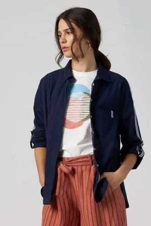 Madly Sweetly|Lucky Lasts>Madly Sweetly Mixed Media Shirt - Navy Size 14