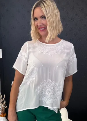 Tops|Tops>Foil Monte Carlo Top - Ivory Size 10