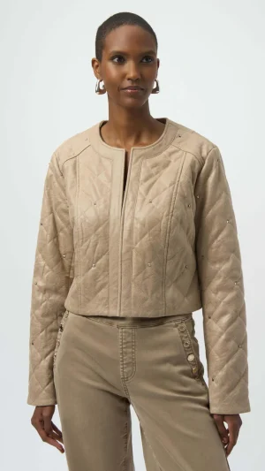 Jackets|Joseph Ribkoff>Joseph Ribkoff Natural Habitat Foiled Faux Suede - Fawn 254929