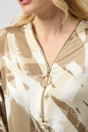 Tops|Tops>Joseph Ribkoff Natural Habitat Recycled Satin Animal Straight Top 254193