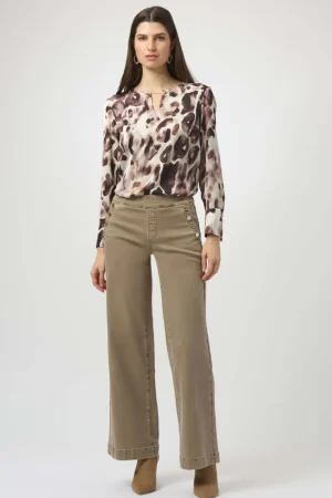 Tops|Tops>Joseph Ribkoff Natural Habitat Recycled Satin Animal Print Straight Top 254166