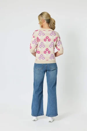 Knitwear|Gordon Smith>Gordon Smith Nikki Floral Knit - Natural Size 10