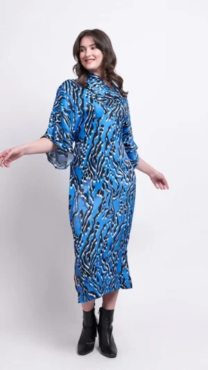 Maxi Dresses|FOIL>Foil On The Cowl Dress - Dazzle Blue