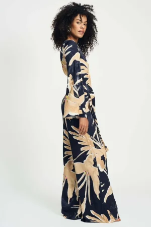 Jumpsuits|POM Amsterdam>POM Amsterdam One Shoulder Artisan Jumpsuit - Sand/Navy