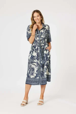 Shirts Edit|Shirt Dresses>Hammock u0026 Vine Palm Cove Dress - Navy Multi