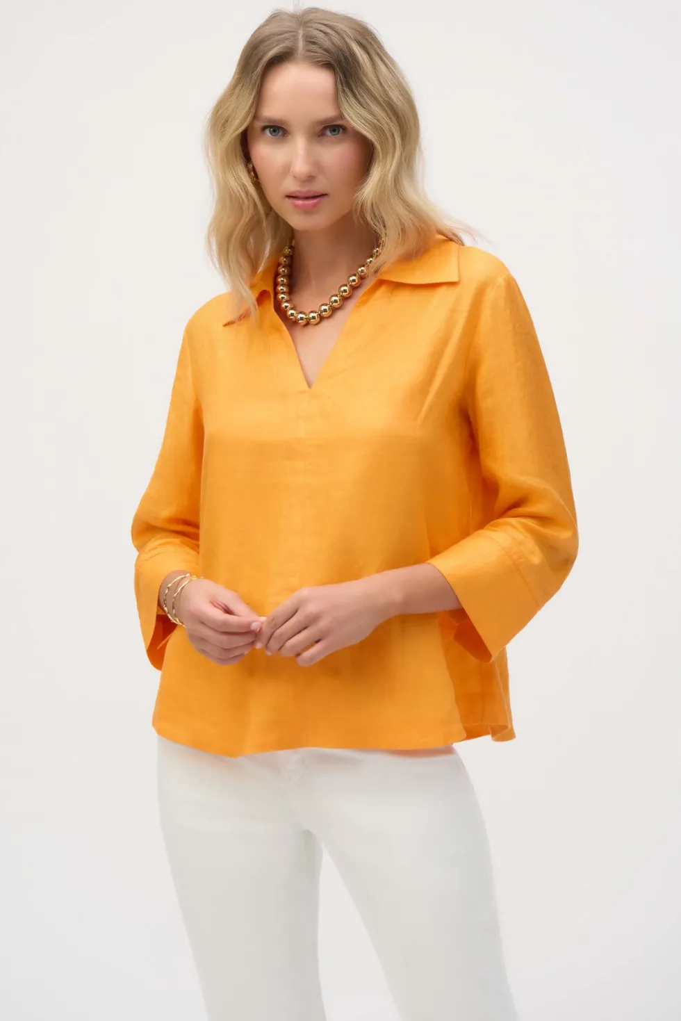 palm-springs-linen-boxy-top-wi-iZOawRvd-0.webp Tops|Tops>Joseph Ribkoff Palm Springs Linen Boxy Top with Shirt Collar - Apricot -252933