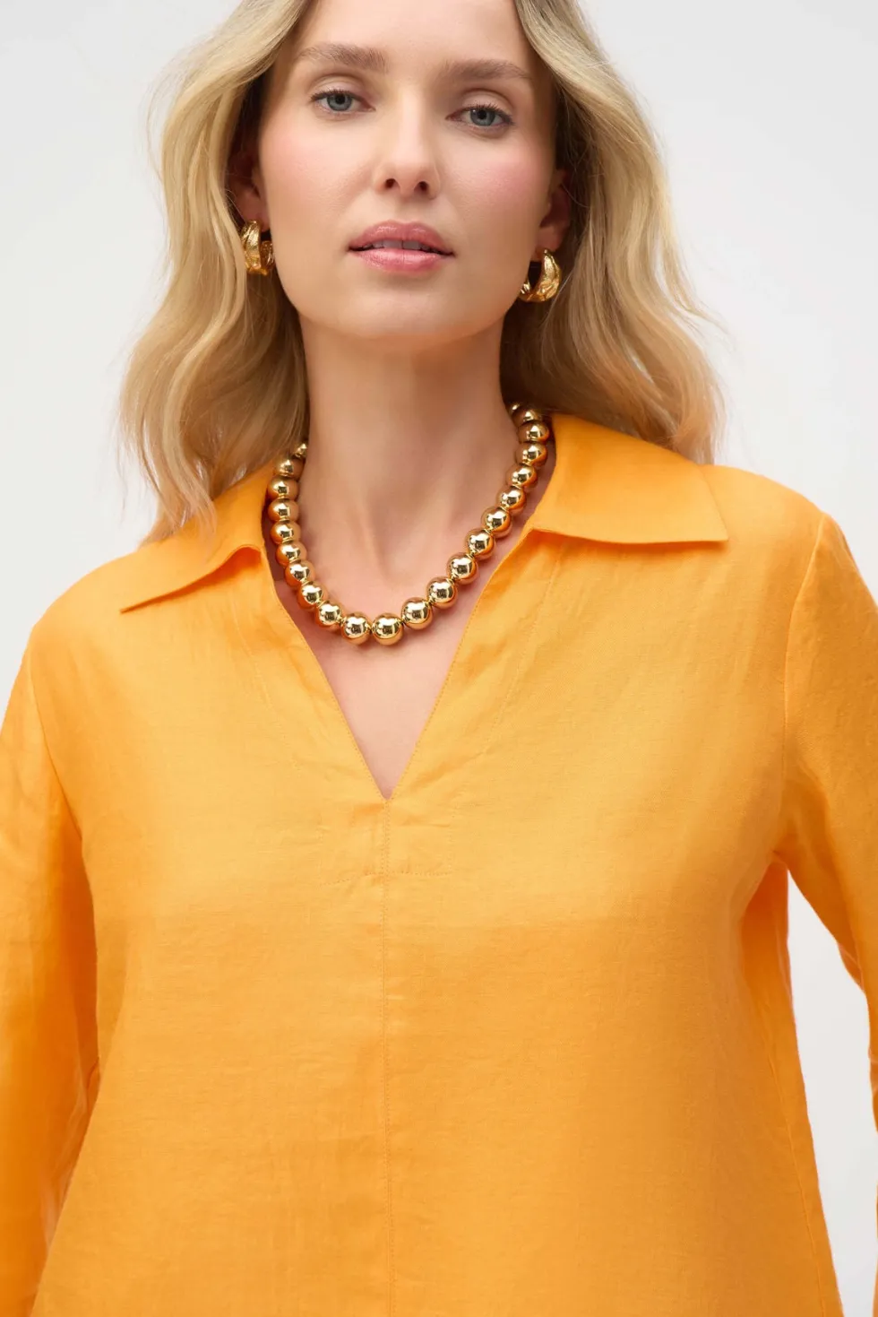 palm-springs-linen-boxy-top-wi-iZOawRvd-2.webp Tops|Tops>Joseph Ribkoff Palm Springs Linen Boxy Top with Shirt Collar - Apricot -252933