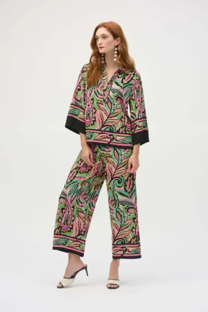 Pants Edit|Dress Pants>Joseph Ribkoff Palm Springs Paisley Print Wide-Leg Pants 252142