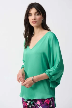 Blouses|Joseph Ribkoff>Joseph Ribkoff Paradise Cove Satin High Low Boxy Top 251191