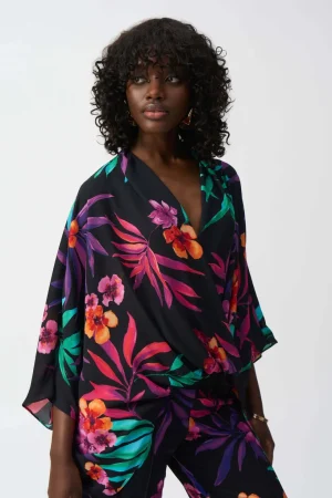 Tops|Tops>Joseph Ribkoff Paradise Cove Tropical Print Boxy Top 251127