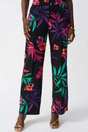 Pants Edit|Suits & Matching>Joseph Ribkoff Paradise Cove Tropical Print Wide Leg Pant 251056