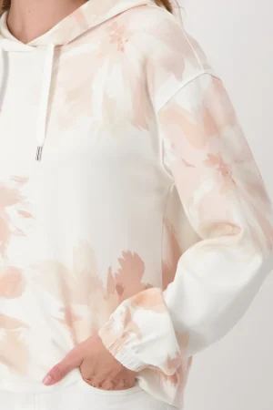 Tops|Tops>Monari Peach Flower Hood Top