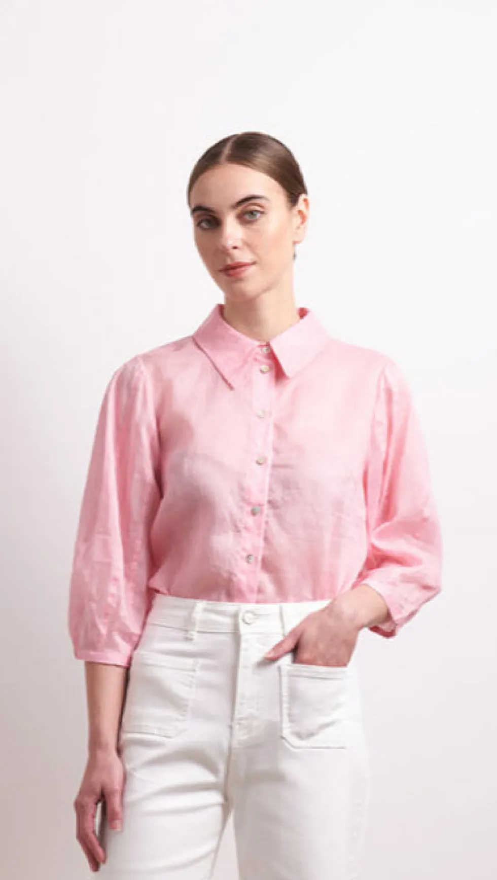 pin-tuck-shirt-pink-MoaifrFs-0.webp Sleeved Dresses|Tops>Neris Pin Tuck Shirt - Pink