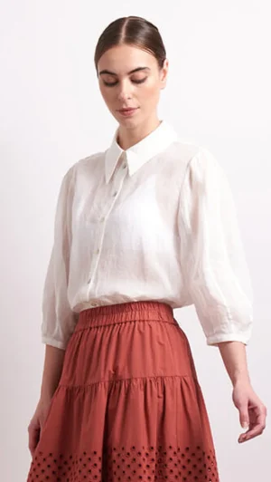 Blouses|Shirts Edit>Neris Pin Tuck Shirt - White