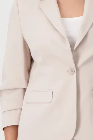 Jackets|Suits & Matching>Monari Pleated Sleeve Blazer - Warm Sand