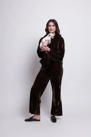 FOIL>Foil Plush Money Pant - Chocolate