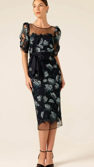 Sacha Drake|Festive Fits>Sacha Drake Portal Palace Dress - Black Teal Aqua Lace Size 10