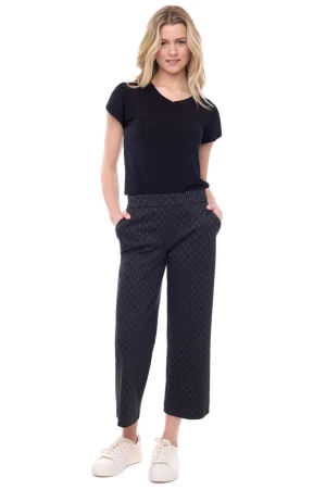 Casual Pants|Up! Pants>Up! Pants Printed Ponte Wide Leg Crop Pant 67929UP Size Au 16