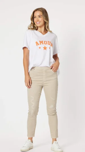 Pants Edit|Jeans>Threadz Pull On Ripped Jeans - Natural