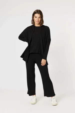 Tops|Tops>Clarity Ribbed Lounge Top - Black