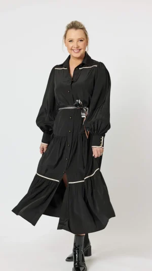 Midi Dresses|Hammock & Vine>Hammock u0026 Vine Roma Trim Dress With Scarf Belt