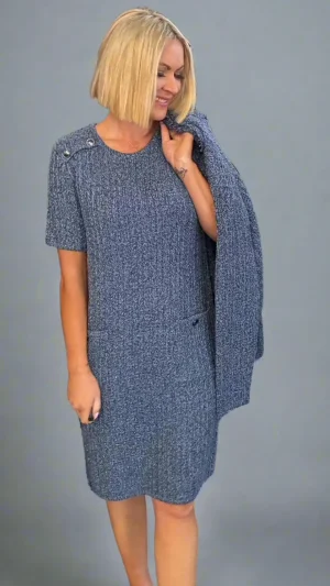 Maxi Dresses|Knee Length Dresses>Monari Round Neck Dress - Indigo