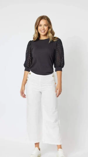 Casual Pants|Linen Pants>Threadz Sailor Pant - White