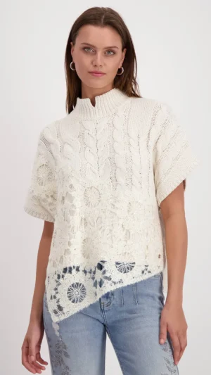 Knitwear|Monari>Monari Sand Shell Stand Up Pullover - Sand Size 10