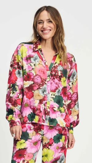 Blouses|Women's Work Dresses & Work Wear>POM Amsterdam Satin Love Bouquet Blouse