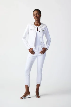 Denim|Jeans>Joseph Ribkoff Sea View Jeans Sparkle Hem - White 241921