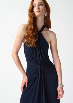 Midi Dresses|Joseph Ribkoff>Joseph Ribkoff Seascape Halter Dress - Midnight Blue 242071